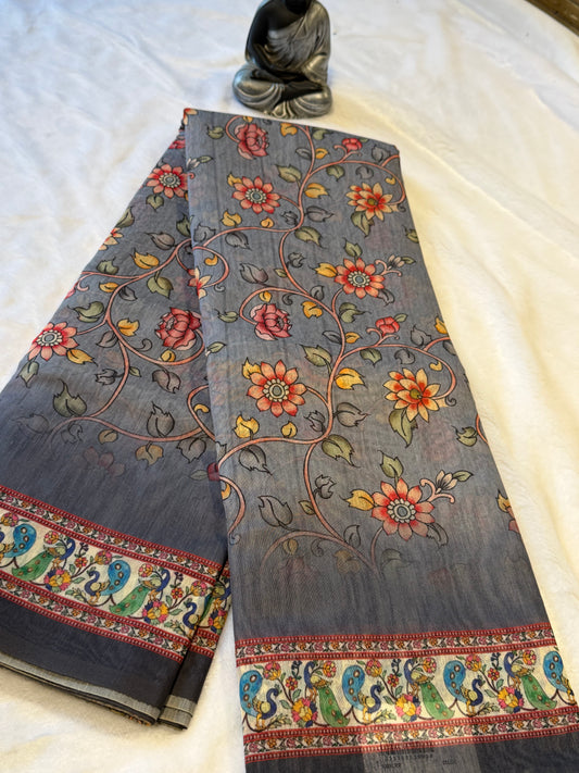 Chanderi Cotton-Digital print Saree