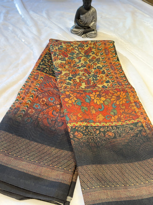 Chanderi Cotton-Digital print Saree