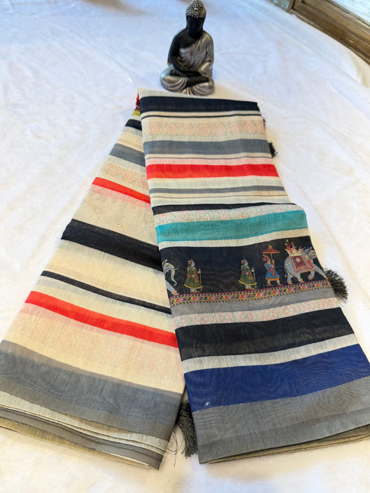 Chanderi Cotton-Digital print Saree