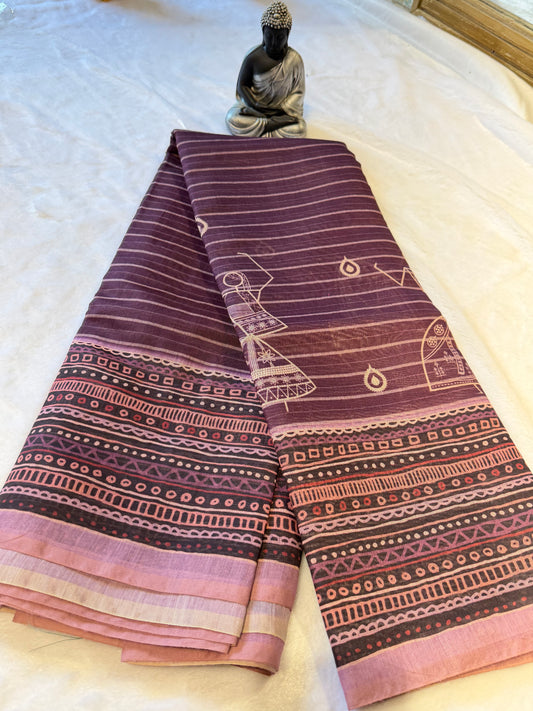 Chanderi Cotton-Digital print Saree